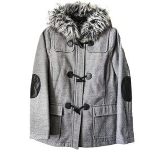 Isaac Mizrahi Toggle Fur Hooded Winter Pea Coat XS